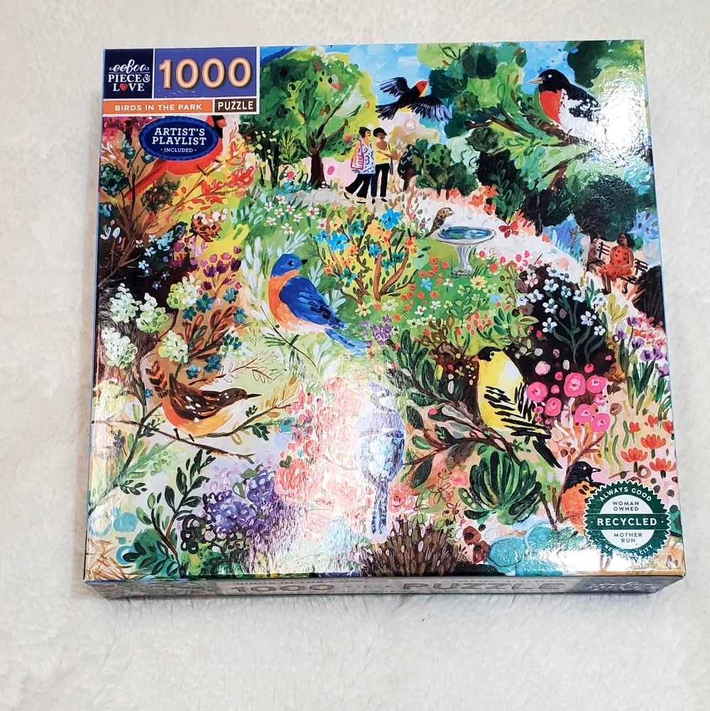 Birds in the Park 1000-Piece Jigsaw Puzzle - Colorful Garden Artwork